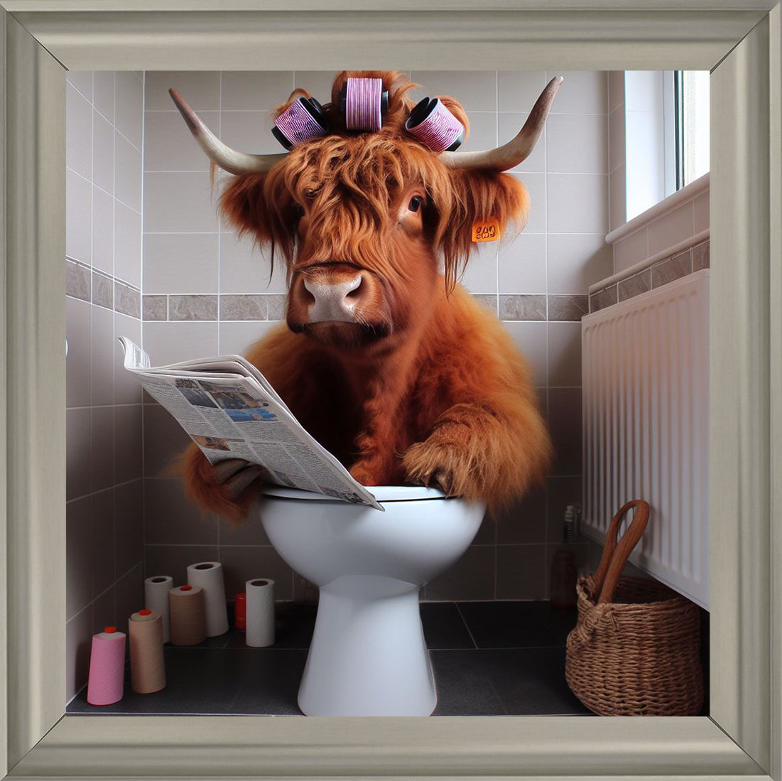 AN1136 HIGHLAND COW ON TOILET – Final Touches