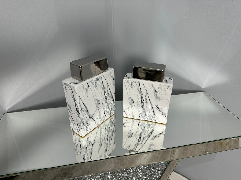 AC-045 WHITE MARBLE STORAGE JAR