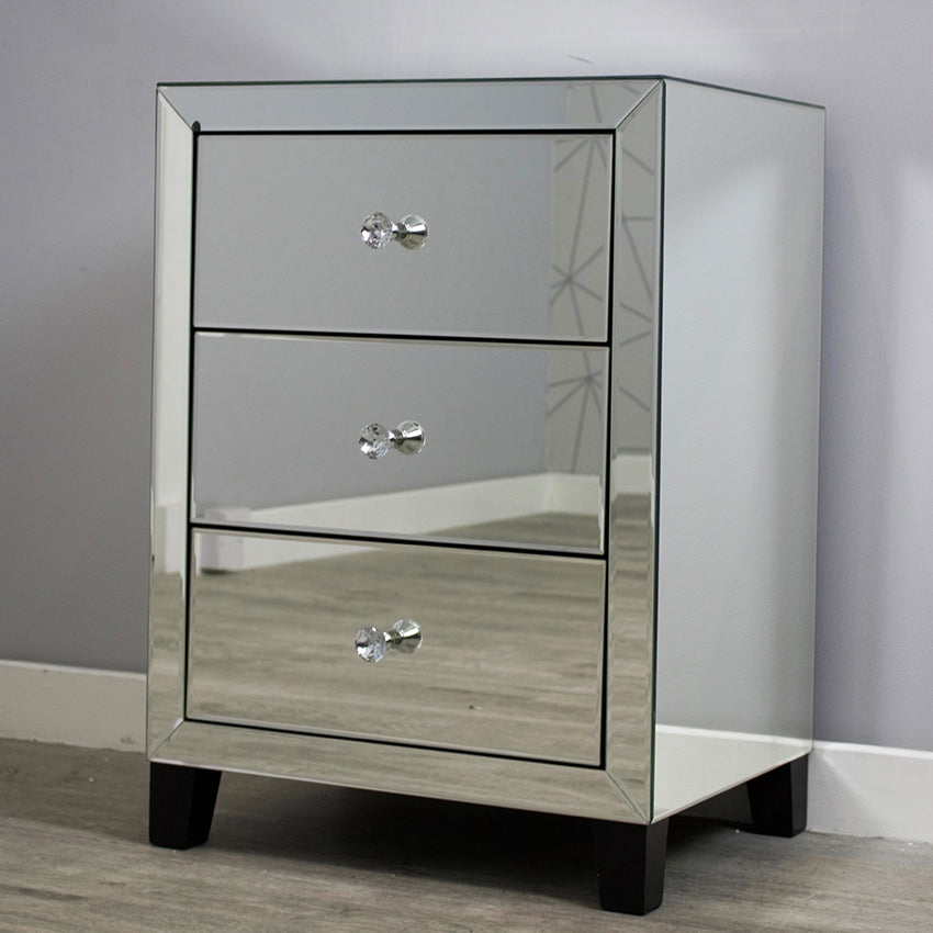 Simply Mirror 3 Drawer Bedside Cabinet
